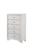 1pc Modern Glam Style White Frost Finish Glam Five Drawer Chest Embossed Crocodile Pattern Wooden B011P216717