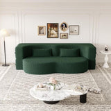 Modern Floor Sofa with 2 Pillows,Convertible Teddy Fabric Foam-Filled Sleeper Sofa Bed,15" Full Size 42527621