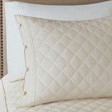 4 Piece Cotton Reversible Tailored Bedspread Set Khaki King B03597517