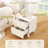 White Modern Nightstand Side Table with Drawers 17641340