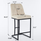 Set of 2,Modern Upholstered Bar Stool with Button-Tufted Backrest, Counter Height Chair with Sturdy W1901P225271