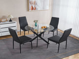 Black Dining Table with cross metal leg and tempered glass,Modern Space Saving Kitchen Table for W234P227893