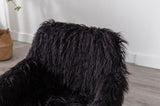 HengMing Modern Faux fur home office chair, fluffy chair for girls, makeup vanity Chair with Gold W21260400