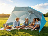 2-in-1 Portable Beach Umbrella with Side Panels UPF 50 Silver Coated Oxford Cloth, Wind Resistant 43472245