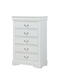 1pc White Finish Five Drawers Louis Philip Chest Solid Wood Contemporary Sleek Ample Storage B011P193097