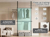 Floor to Ceiling Tension Clothes Rack No Drill Heavy Duty Carbon Steel Garment Organizer, Adjustable 50120366