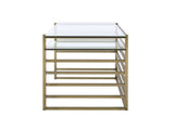 Shona Clear Glass Top & Antique Gold Finish Writing Desk B2726P457136