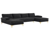 U-Shaped 4-Seat Indoor Modular Sofa Black--Same type97152732 36749210