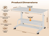 Height Adjustable Desk Standing Desk Small Desk for Small Spaces, Mobile Rolling Computer Desk on 38015804