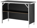 Folding Portable Bar Table with Carrying Case, Storage Shelf, and Black Skirt, 38.39" x 15.16" x 06288849