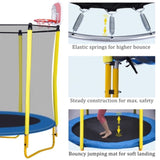 ZNTS 5.5FT Trampoline for Kids - 65" Outdoor & Indoor Mini Toddler Trampoline with Enclosure, Basketball 82509817