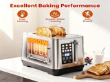 2-Slice Stainless Steel Toaster, LED Display Toaster with 6 Browning Levels & 4 Bread Modes, Defrost 22040513
