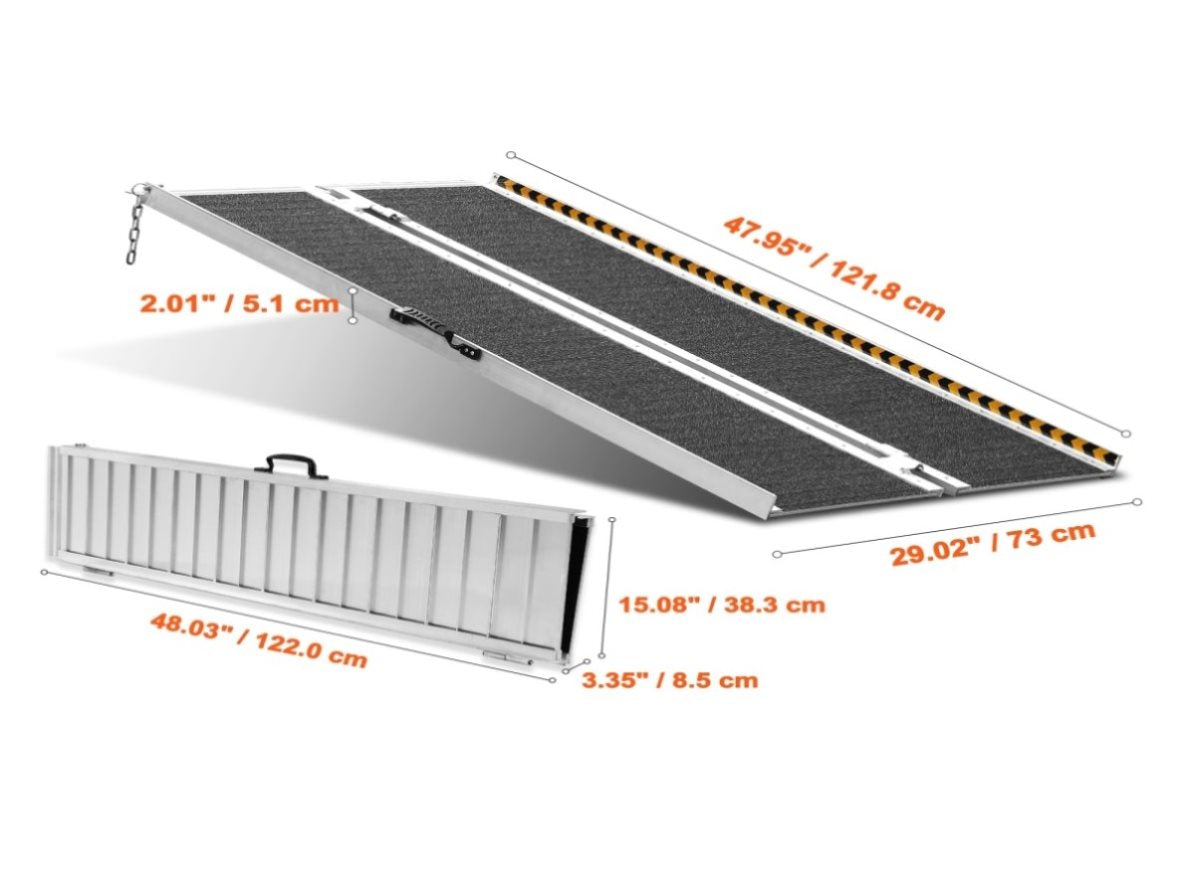 Portable Wheelchair Ramp, 4 ft 800 lbs Capacity, Non-Slip Aluminum Fol ...