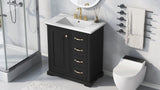 ZNTS 30" Bathroom Vanity with Sink, One Package, Black Bathroom Cabinet with Drawers, Solid Frame and MDF N725P192829B