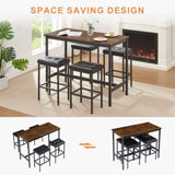 ZNTS Pub High Dining Table 5 Piece Set, Industrial Style Pub Table, 4 PU Leather Bar Chairs for Kitchen W1668P164658