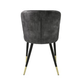 Modern Design Home Furniture Chairs Set of 2, Charcoal-hued Velvet Upholstery Channel Tufting Black B011P199726
