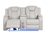BENZ LED & Power Reclining Loveseat Made With Faux Leather in Ice 659436352759