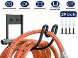 2 PCS Wall Mount Garden Hose Holder, 304 Stainless Steel Hose Hanger with UShaped Nozzle Slot, 87684201