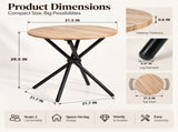 31.5 in Round Dining Table for 2-4, Small Space Kitchen Table with Metal Legs, Natural Oak 99460340