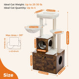 ZNTS Cat Tree with Litter Box Enclosure, 50" Modern Tree for Large/Fats with Condo, Wooden 61736880