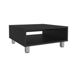 Eclipse 10" H Low Minimalistic Square Coffe Table with Open Storage Black B070P254753