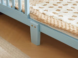 Blue painted pine wood toddler bed with side rails, 135*75*62.5cm, single layer bed for children 23050956