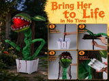 39" Halloween Animatronic Man-Eating Plant Prop, Sound Activated with Chomping Motion & Crimson 90253607