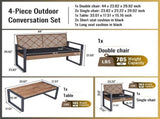 4-Piece Patio Furniture Set Outdoor Balcony Porch Garden Backyard Lawn Furniture Acacia Wood Table W2391P149818