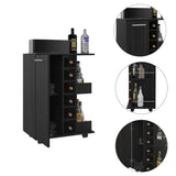 Bar Cart, Two External Shelves, Four Casters, Six Built-in Wine Rack, Single Door Cabinet -Espresso B07091825
