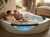 59" Corner Whirlpool Bathtub for 2-Person, Luxury Jetted Spa Tub with 6 Hydro Massage Jets, W3605P419568