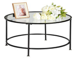 2 Layers 5mm Thick Tempered Glass Countertops Round Wrought Iron Coffee Table 87255188