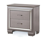 Contemporary 1pc Nightstand Silver Bedside Table LED Light English Dovetail Drawer Bedroom Furniture B011P232477