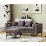 L Shaped Sectional Sofa , Convertible Storage Ottoman,Chenille ,Square W2108P191317