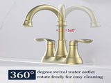 Bathroom Faucet Brushed Gold with Pop up Drain & Supply Hoses 2-Handle 360 Degree High Arc Swivel 82832959