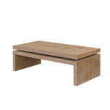 Modern Rustic Wood Coffee Table Rectangular Living Room Center Table with Floating Top Design 02669930
