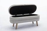 036-Velvet Fabric Storage Bench Bedroom Bench With Wood Legs For Living Room Bedroom Indoor,Light W527121988