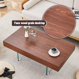 Walnut Colored MDF Coffee Table - 39.3"x21.6" with Tempered Glass Legs.Density Board W1151P233516