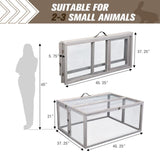 ZNTS Folding Rabbit Hutch with Roosting Bar, Wood Collapsible Guinea Chick Run, Outdoor Bunny Cage, W2181P152980