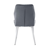 ZNTS Modern Dining Side Chairs Set of 2, Dark Gray Velvet Upholstered White Metal Legs Furniture B011P284952