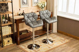 ZNTS Glasgow Contemporary Tufted Adjustable Height Hidraulic Bar Stools, Set of 2, Grey T2574P164866