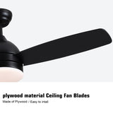 Smart 48 in. integrated LED Balck Ceiling Fan with Remote Contorl and Plywood Blades W1367P182810