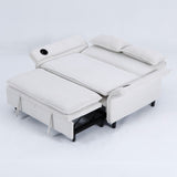 65.74-inch beige letter striped fabric multi-functional sofa bed, suitable for bedrooms and living W3371P311471