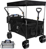 Collapsible Wagon Heavy Duty Folding Wagon Cart with Removable Canopy, 4