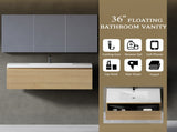36'' Floating Bathroom Vanity with Sink, Wall-Mounted Striped Storage Cabinet with Soft-Close Drawer W1573P265197