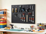 Easy-to-Install Slat Wall Paneling, 4 x 4 ft PVC Garage Slatwall, Black Modular Adjustable Panel 59400716