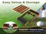10ft Golf Putting Mat - Automatic Ball Return, 3 Hole Sizes , BrownGreen 52404563
