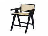 27'', Modern Minimalist Bar Stool with Cane Seat, Solid Wood Frame N780P237929B