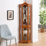 Curio Lighted Glass Display Curio w/Tempered Glass Doors and Shelves, Crown Corner W2275P178902