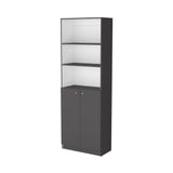 Matt Gray and White 2-Door Bookcase B062P175162