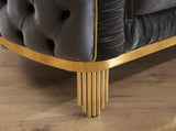 Vanessa Loveseat in Grey and Gold with Fabric button-tufted velvet upholstery Finish 698781499122